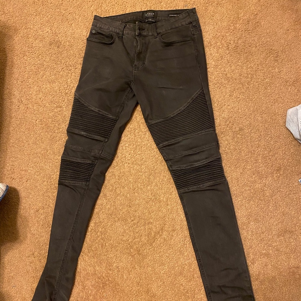 Stacked skinny pacsun moto style jeans